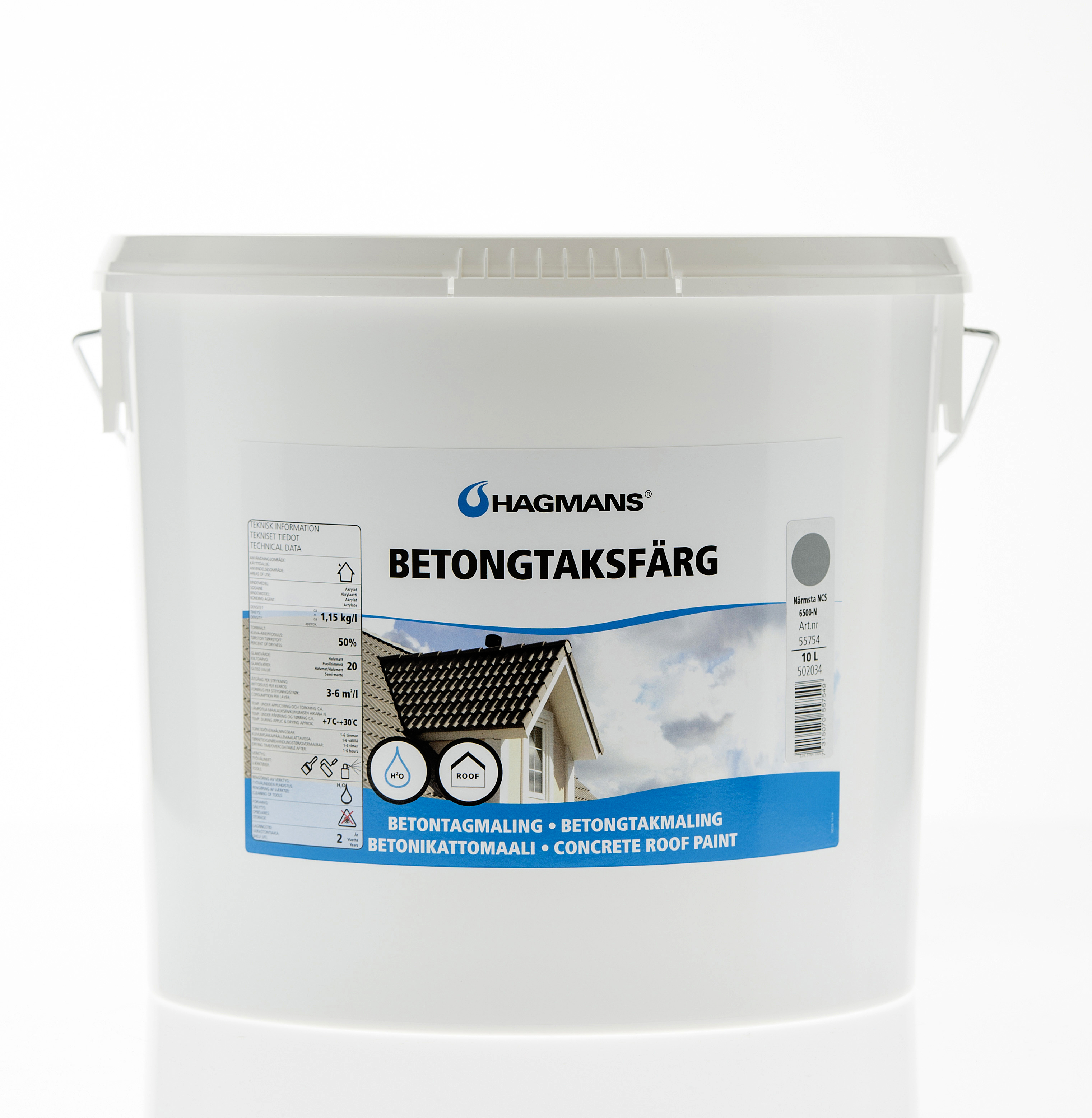 Betongtaksfärg grå 10 L NCS 4000-N