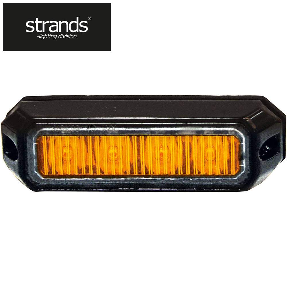 Strands Blixtljus mini orange10-32V 4LEDx3W med mantlad kabel