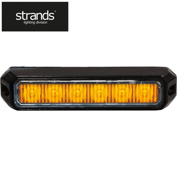 Strands Blixtljus mini orange12-24V 6LEDx3W med mantlad kabel